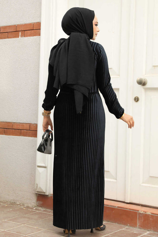 Modest Black Velvet Dress
