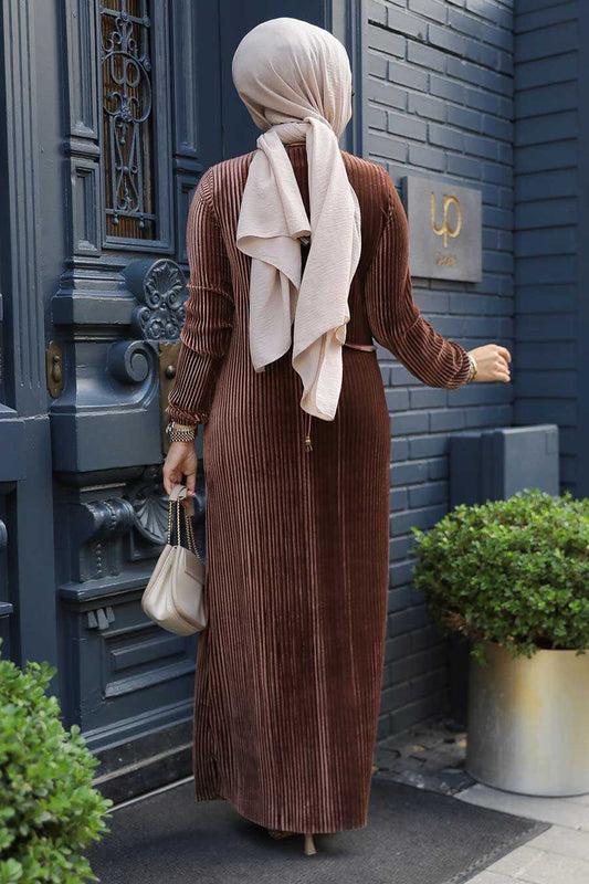 Modest Brown Velvet Dress