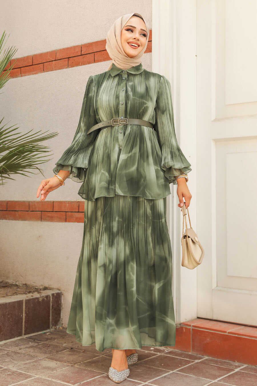 Modest Khaki Skirt Dual Suit 45291HK
