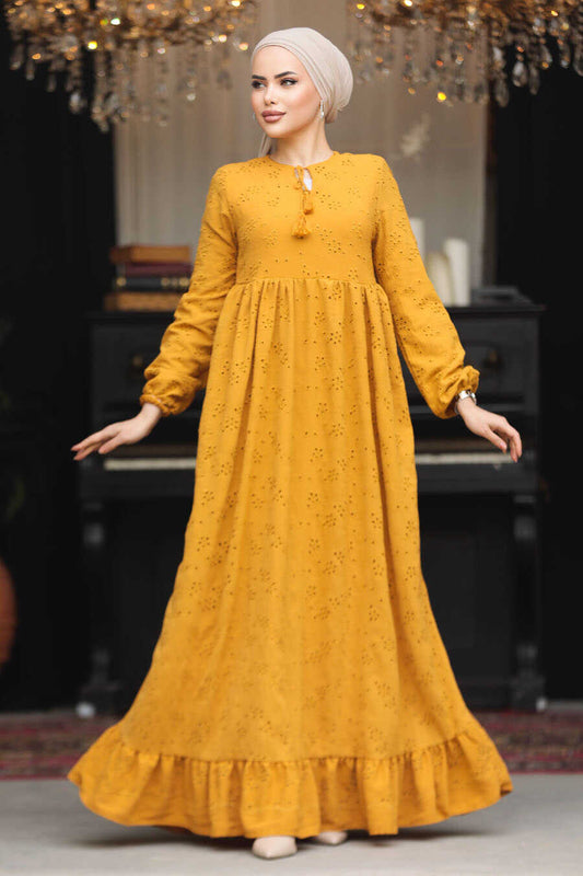 Modest Mustard Summer Dress