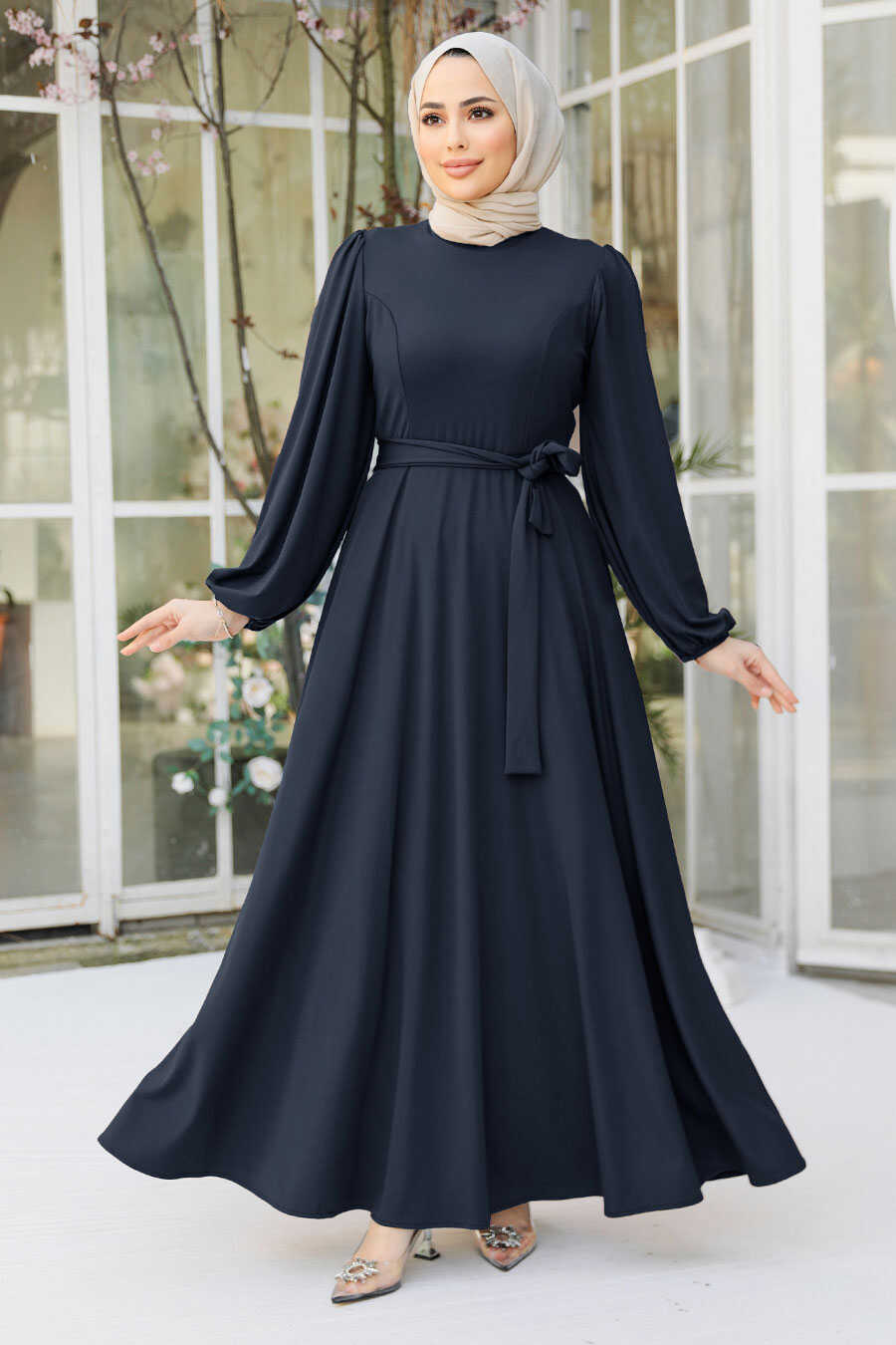 Modest Navy Blue Dress For Plus Size 23101L