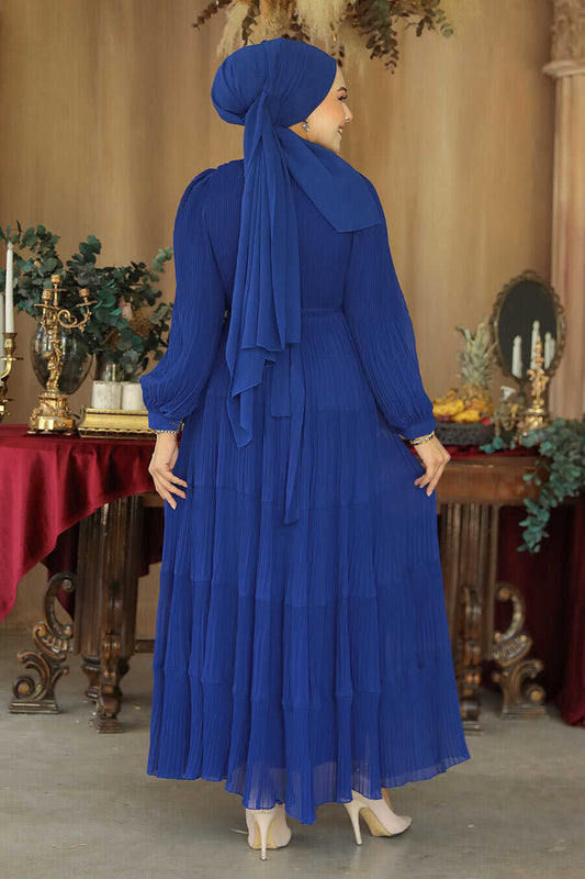 Modest Blue Ruffle Dress