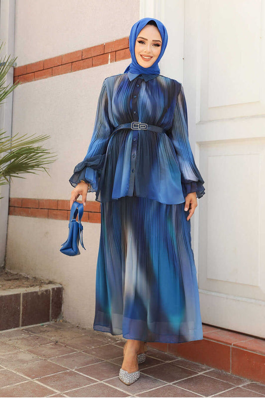 Modest Blue Skirt Dual Suit