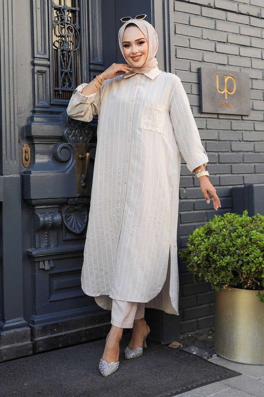 Beige Modest Top 10521BEJ