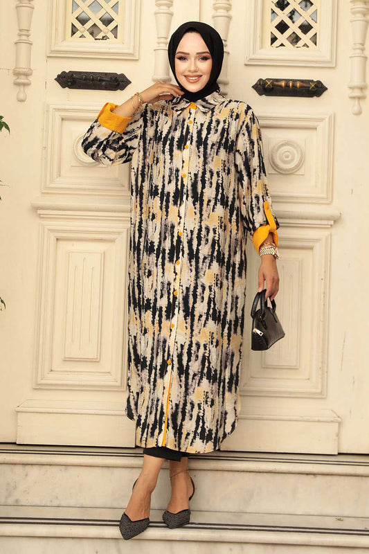 Black Modest Long Top