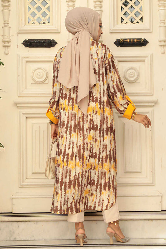 Brown Modest Long Top