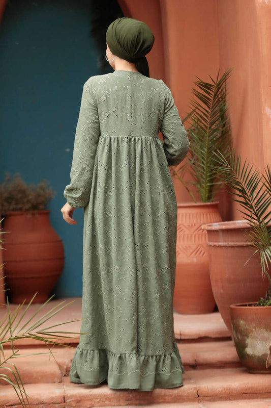 Modest Almond Green Summer Dress