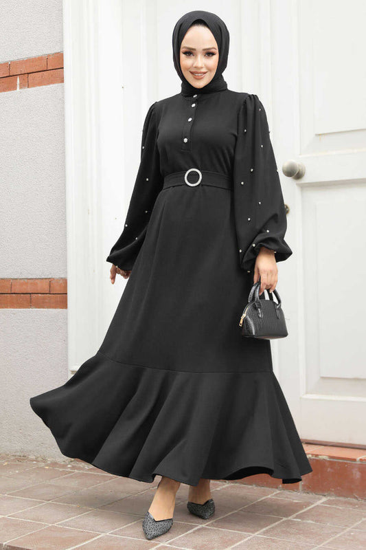 Modest Black Evening Dress 30022S