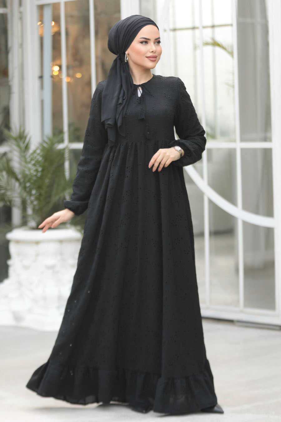 Modest Black Summer Dress 23201S