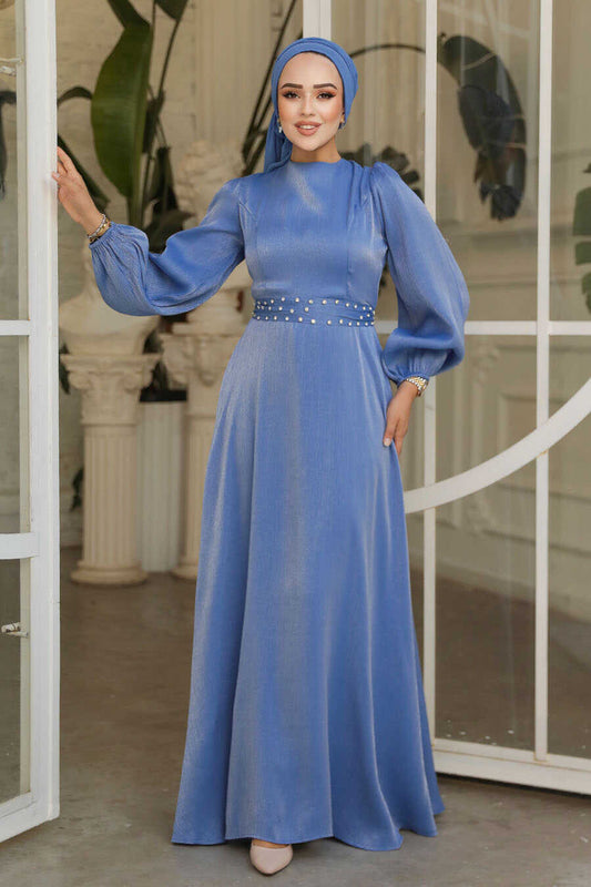 Modest Blue Evening Long Dress 23302M
