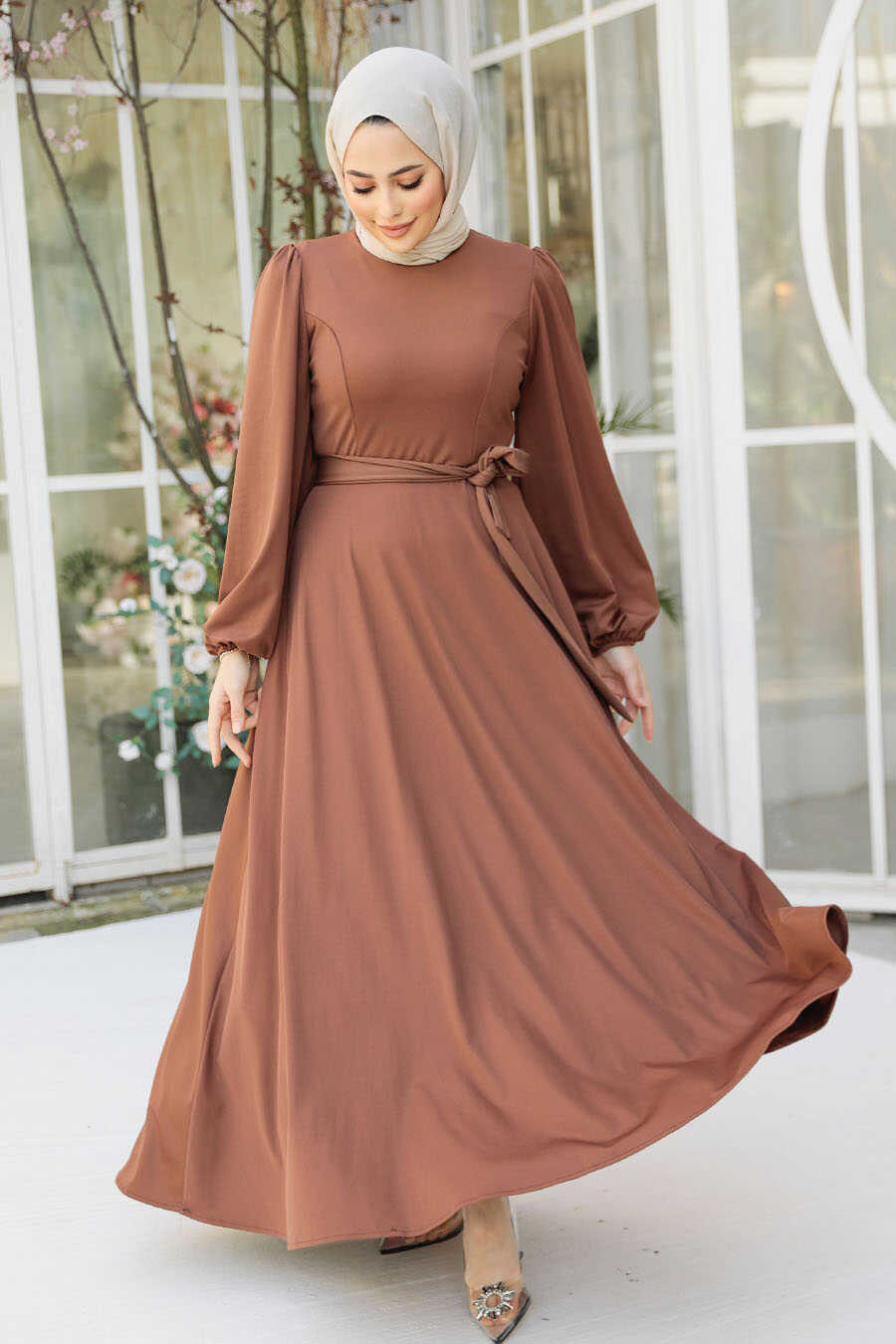 Modest Brown Dress For Plus Size 23101KH