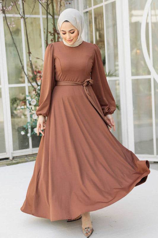 Modest Brown Dress For Plus Size 23101KH