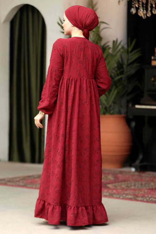 Modest Claret Red Summer Dress