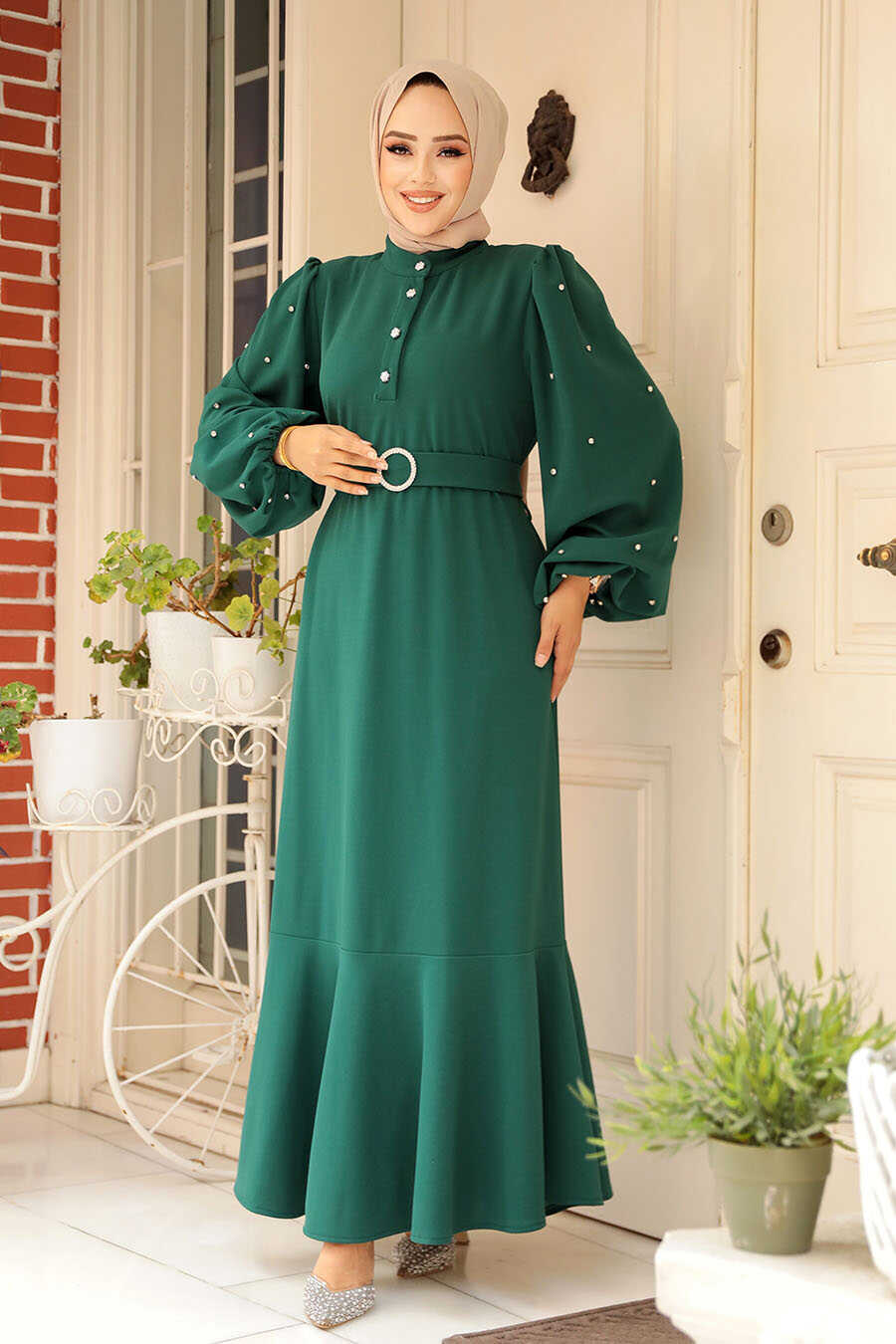 Modest Emerald Green Evening Dress 30022ZY