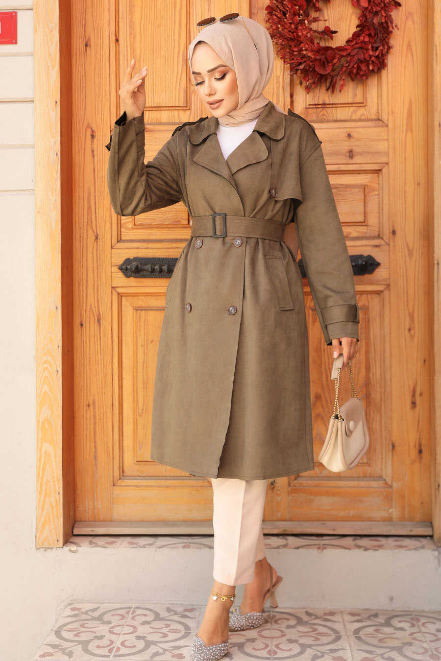 Modest Khaki Trench Coat 72091HK