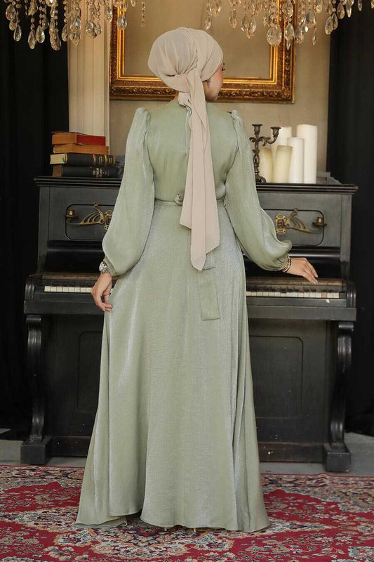 Modest Olive Green Evening Dress