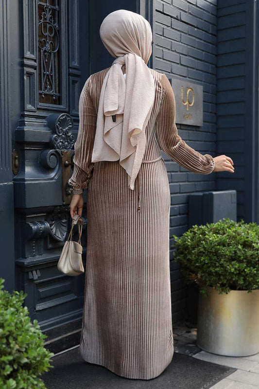 Modest Mink Velvet Dress