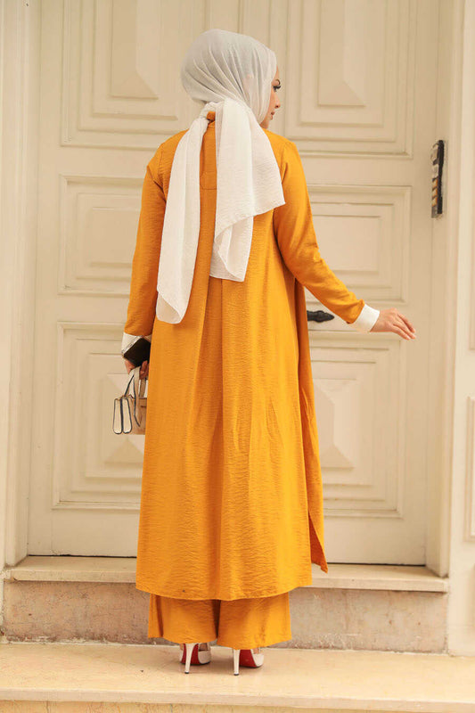 Mustard Georgette Kimono Dress