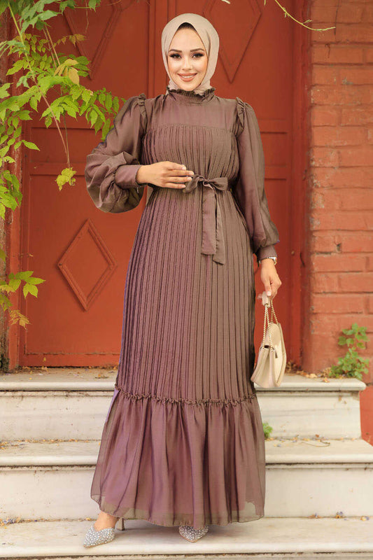  Stylish Brown Islamic Clothing Engagement Dress 39651KH