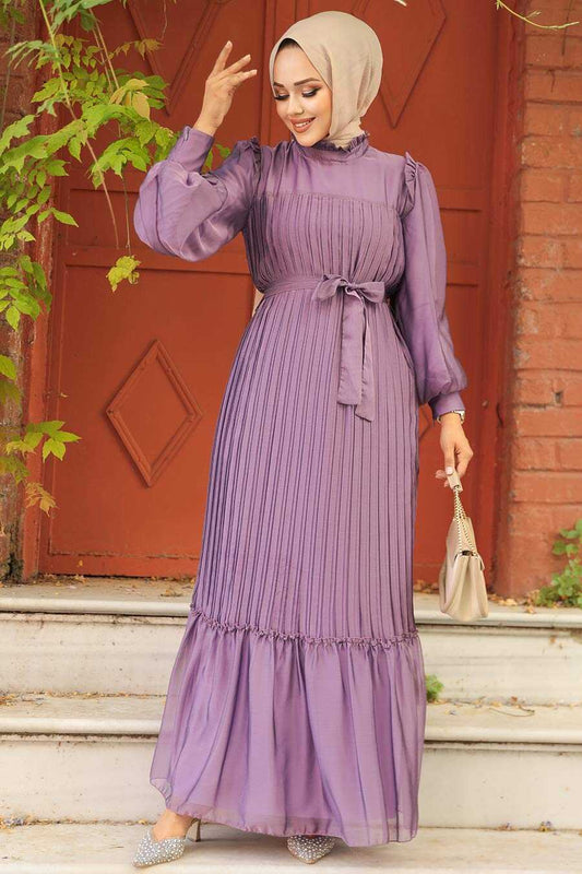 Stylish Dark Lila Islamic Clothing Engagement Dress