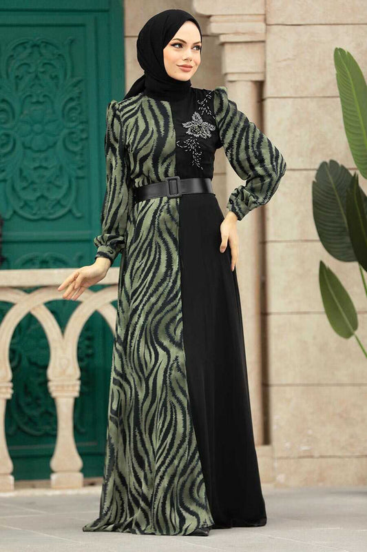  Stylish Khaki Hijab Wedding Dress 39053HK