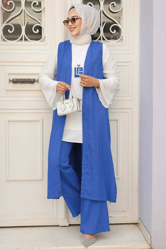 Sax Blue Hijab Triple Suit 52341SX